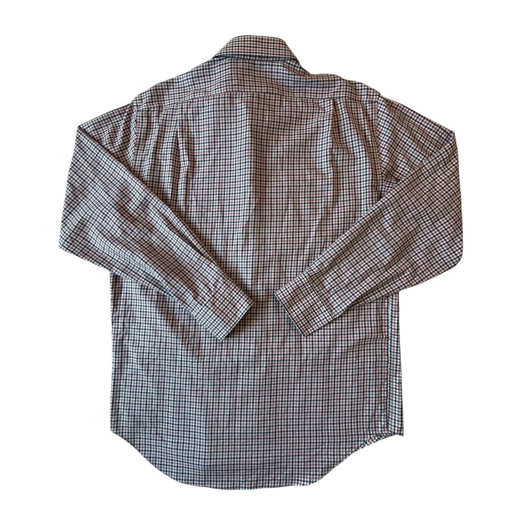 Lorenzo Uomo Mens Trim Fit Dress Shirt 16.5 34/35 Red Navy Check Long Sleeve EUC - Picture 3 of 8